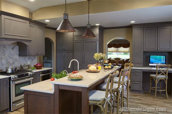 Shades of Grey Kitchen Great Room in Roslyn New York