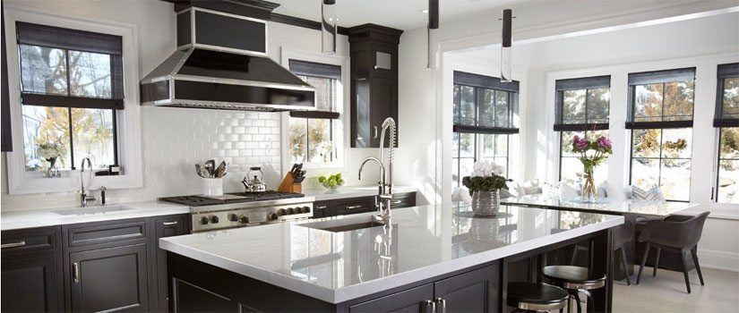 Modern and Dramatic Black Kitchen in Manhasset