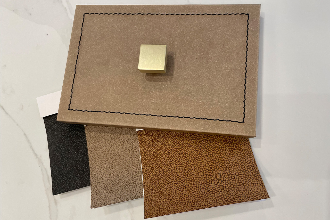 leather cabinet panels ideas and sample leathers