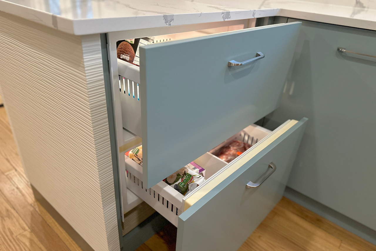 teal kitchen cabinet - Fridge Drawer