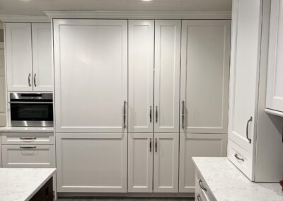 White Kitchen Integrated refrigerator Panels Closed, Wall Oven